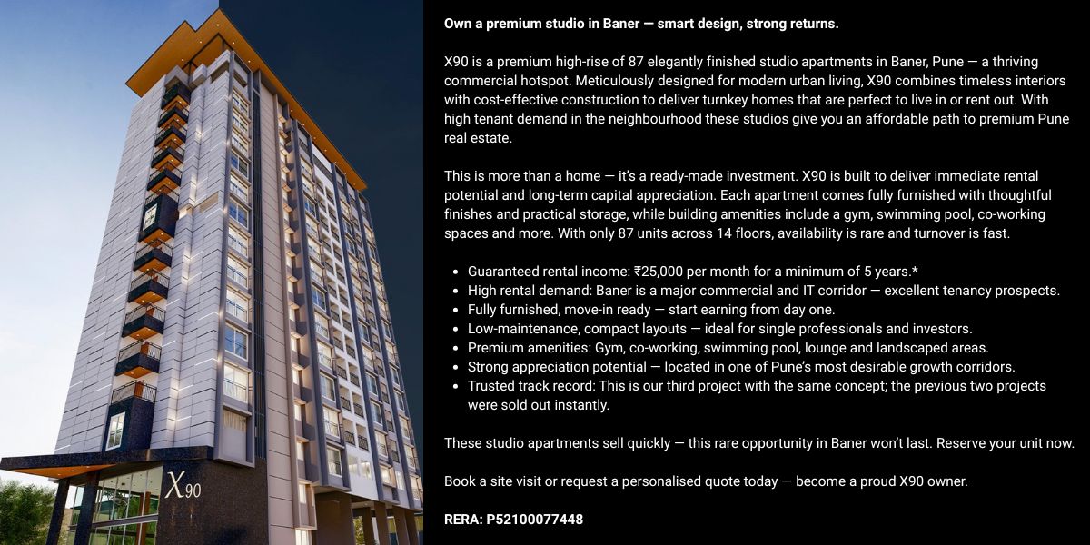 Book your premium studio 1bhk apartment in Baner, Pune